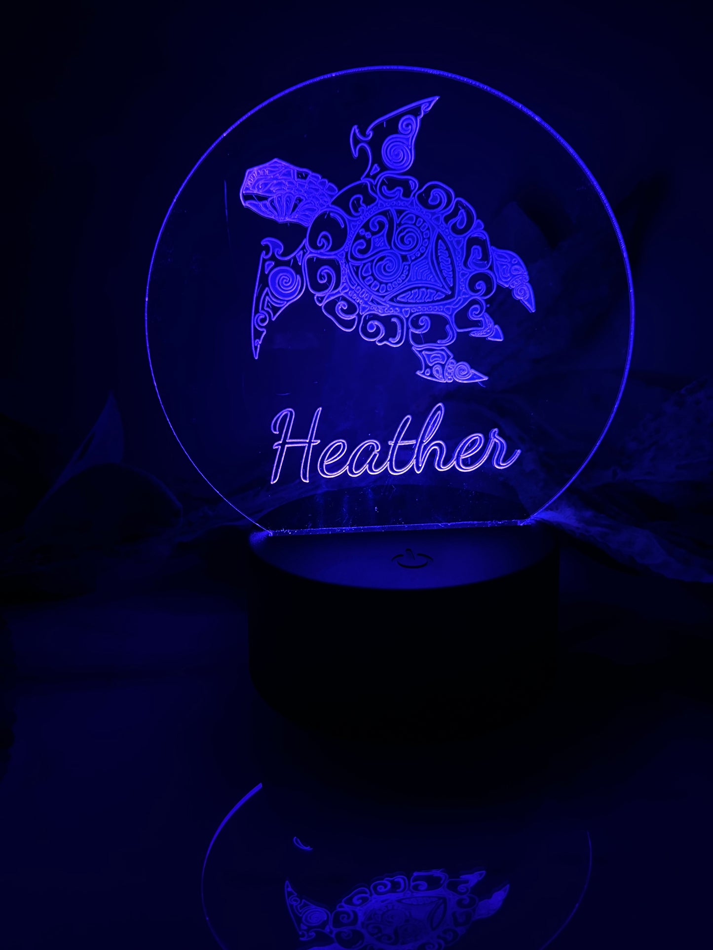 Mandala Turtle Acrylic Night Light