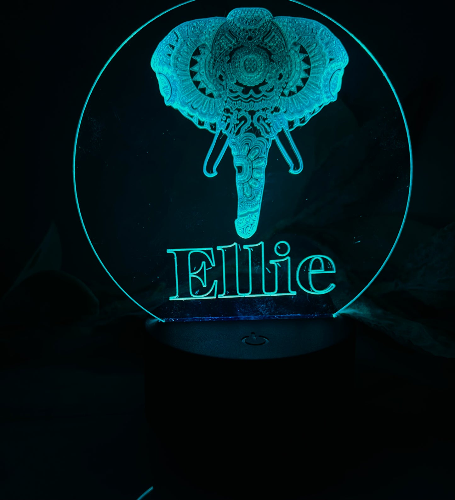 Elephant Mandala Acrylic Night Light